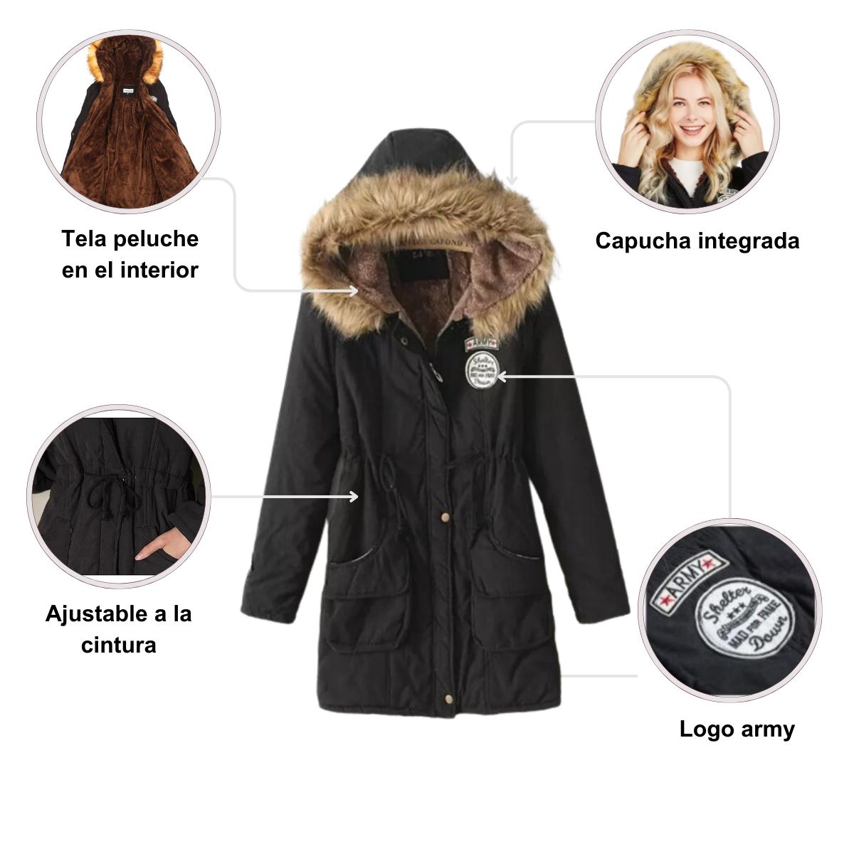 GENERICO - Casaca Parka Abrigo Mujer