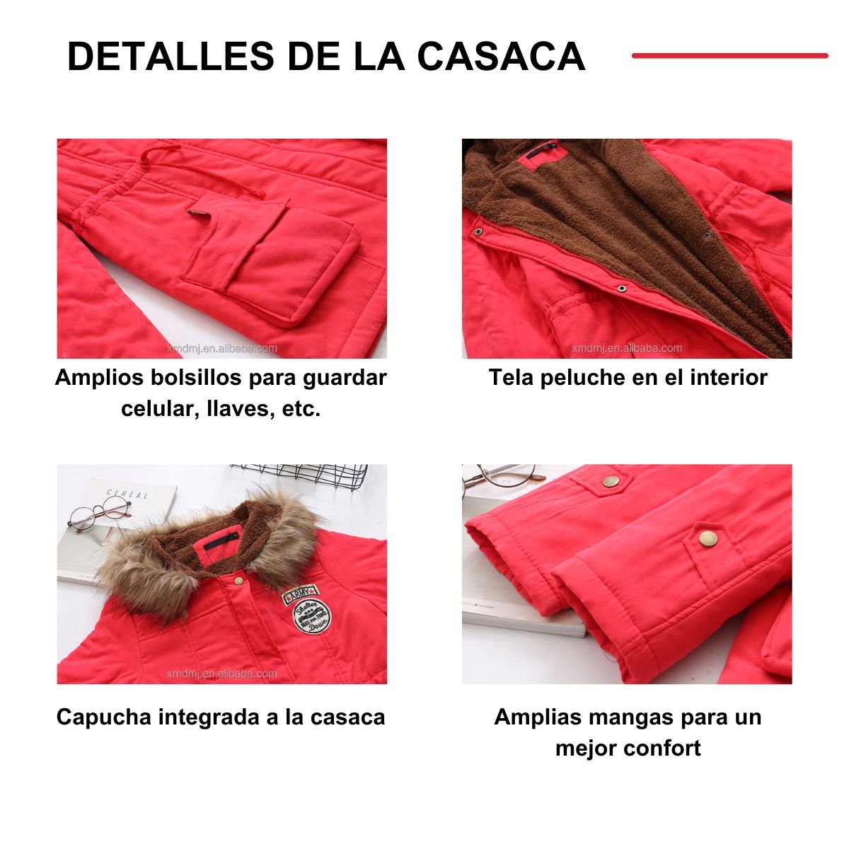 GENERICO - Casaca Parka Abrigo Mujer