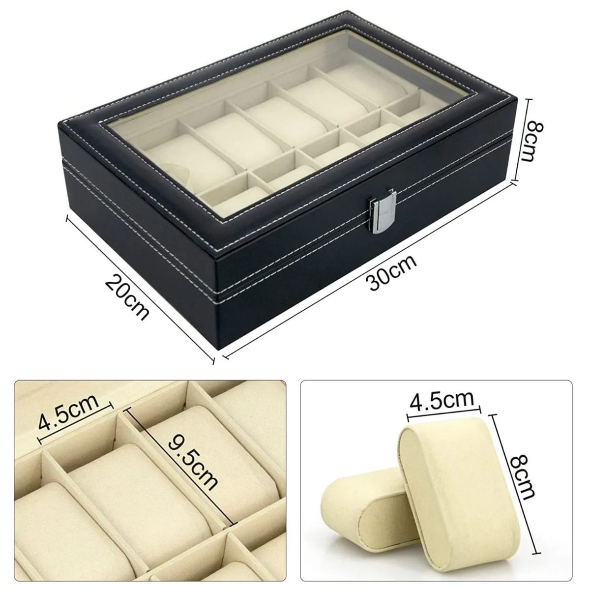 INSPIRA MARKET - Porta Relojes Pulseras de Lujo Elegante 12 Compartimientos