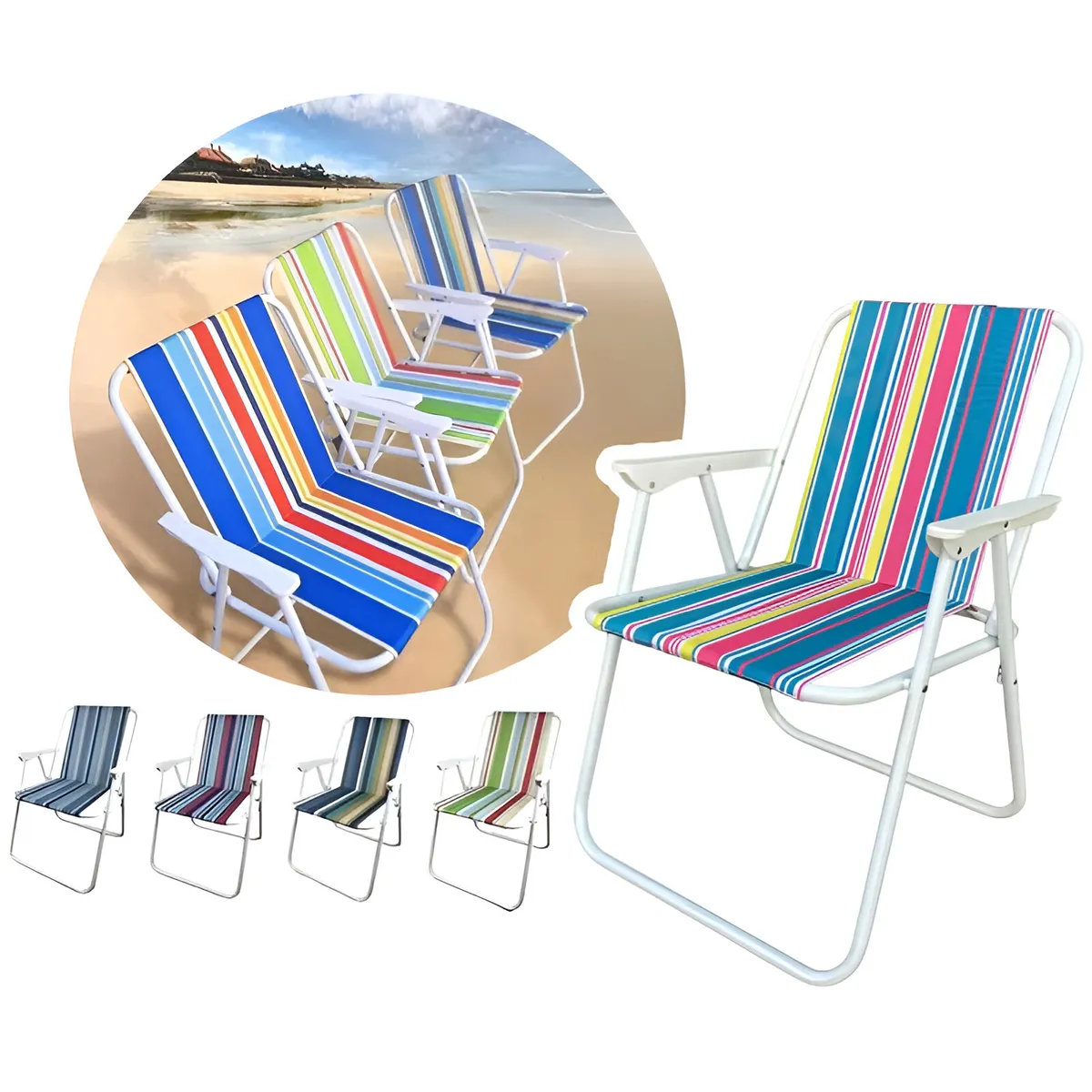 INSPIRA MARKET - Silla de Playa Camping Terraza Plegable Multicolor