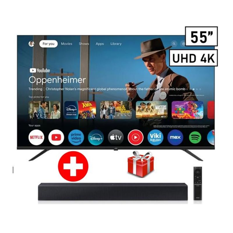 JVC - Televisor JVC 55 Ultra HD 4K Google Tv LT-55KB607+ SOUNDBAR SAMSUNG C400