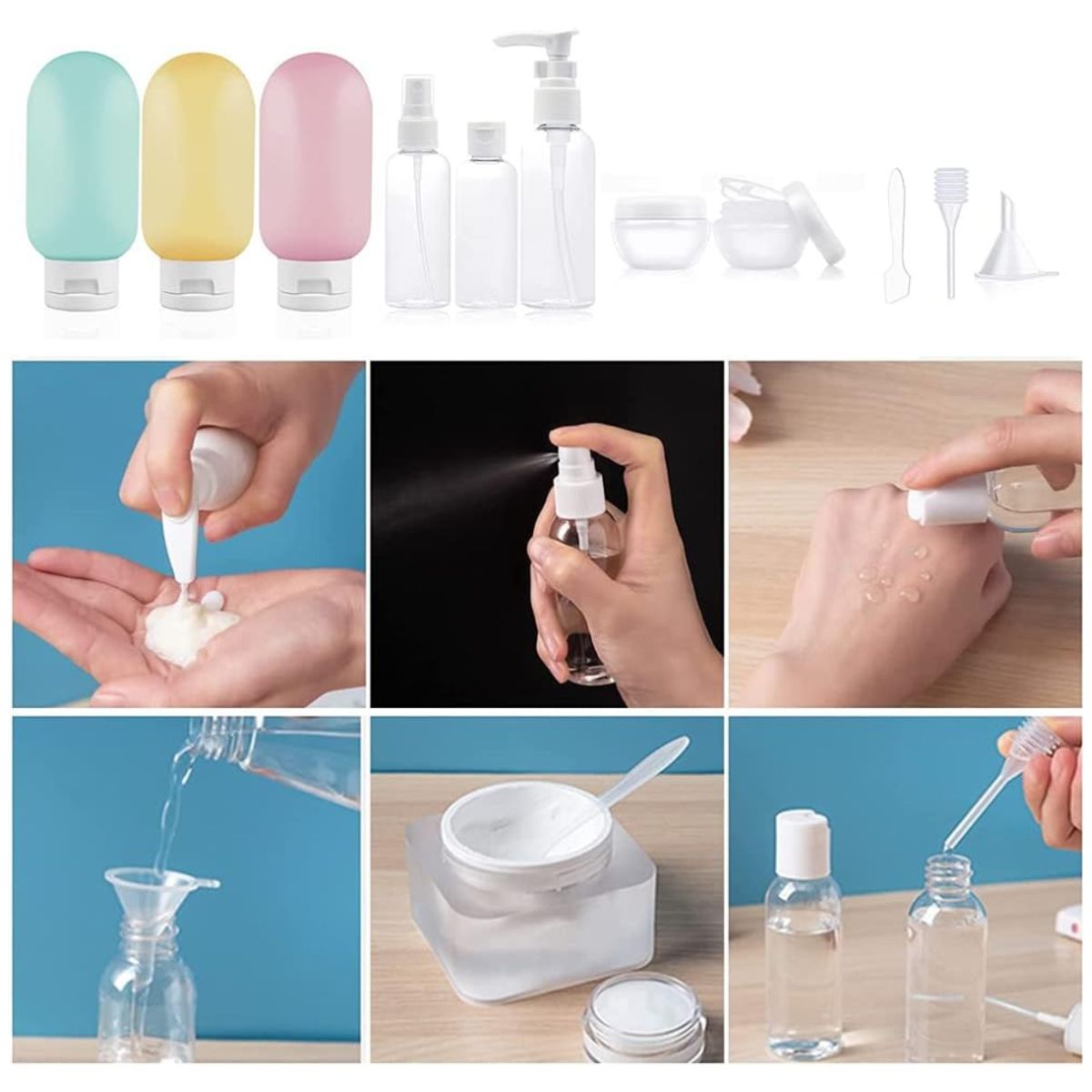 INSPIRA - Juego de Botellas de Viaje para Tocador Rellenables