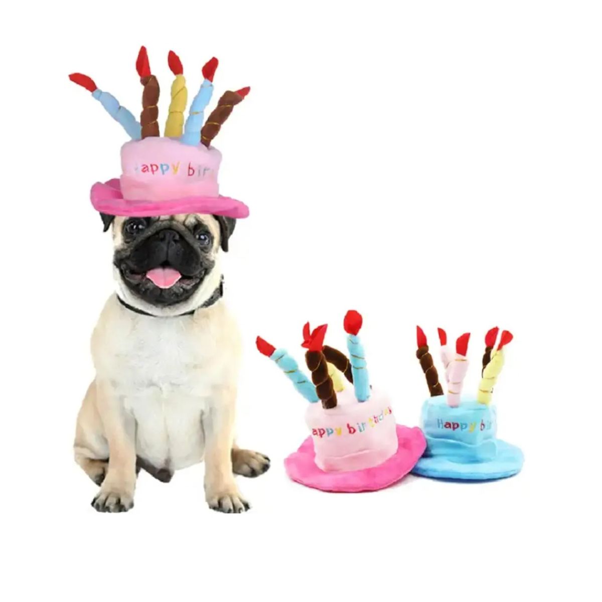 GENERICO - Sombrero cumpleañero para mascotas perros y gatos rosado