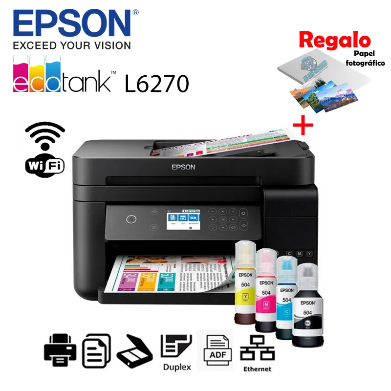 EPSON - IMPRESORA MULTIFUNCIONAL EPSON ECOTANK L6270 3 EN 1 WiFi 4 - ETHERNET