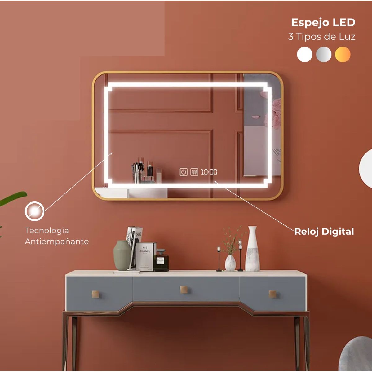 GENERICO - ESPEJO LED INTELIGENTE