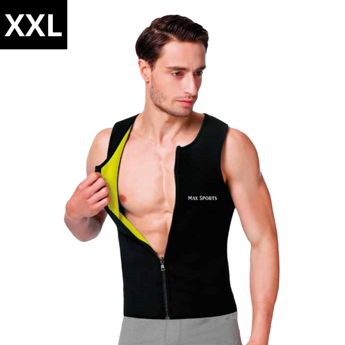 GENERICO - MAXSPORTS Faja Chaleco con Cierre Negro y Neón XXL