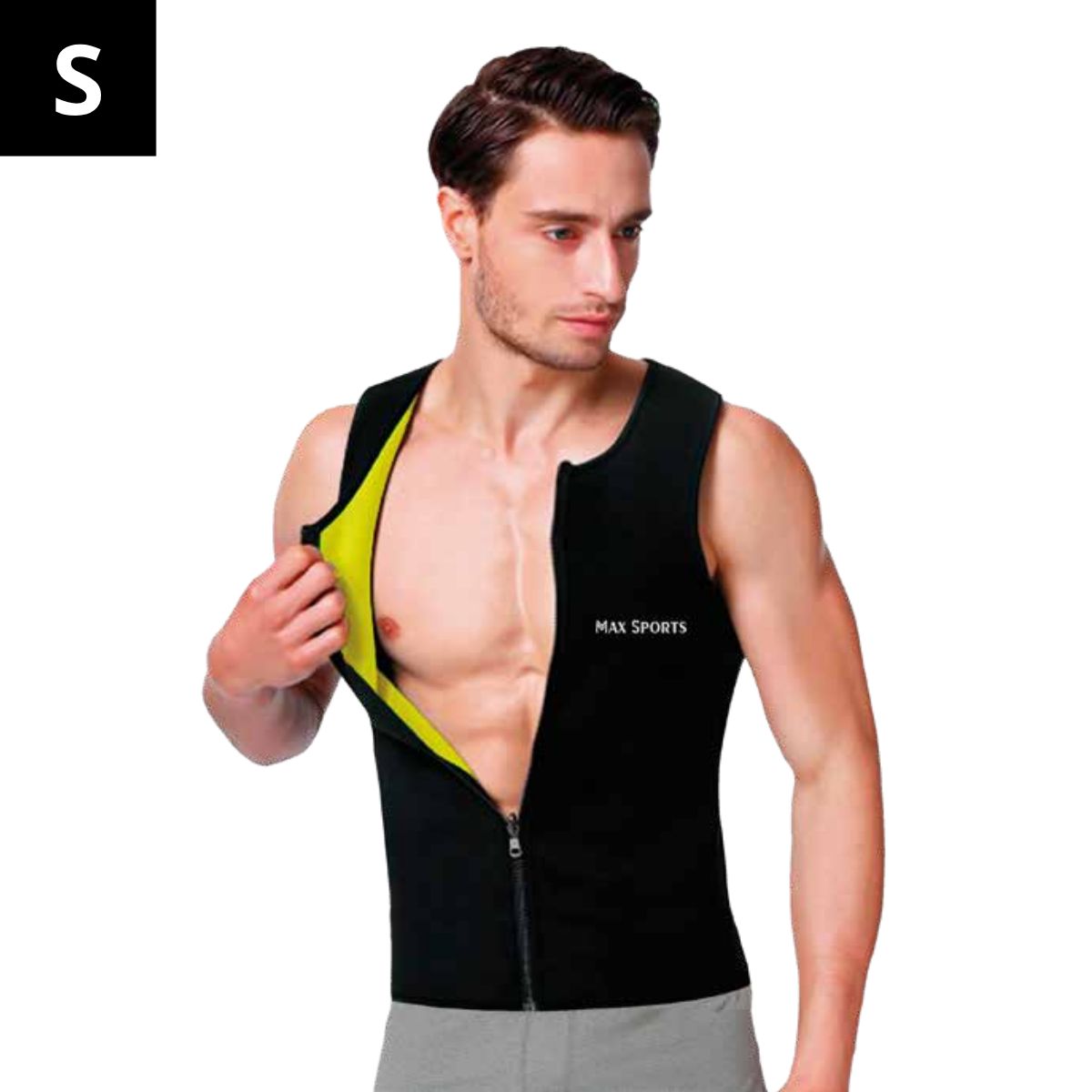 GENERICO - Faja Chaleco con Cierre Negro y Neón S  MAXSPORTS