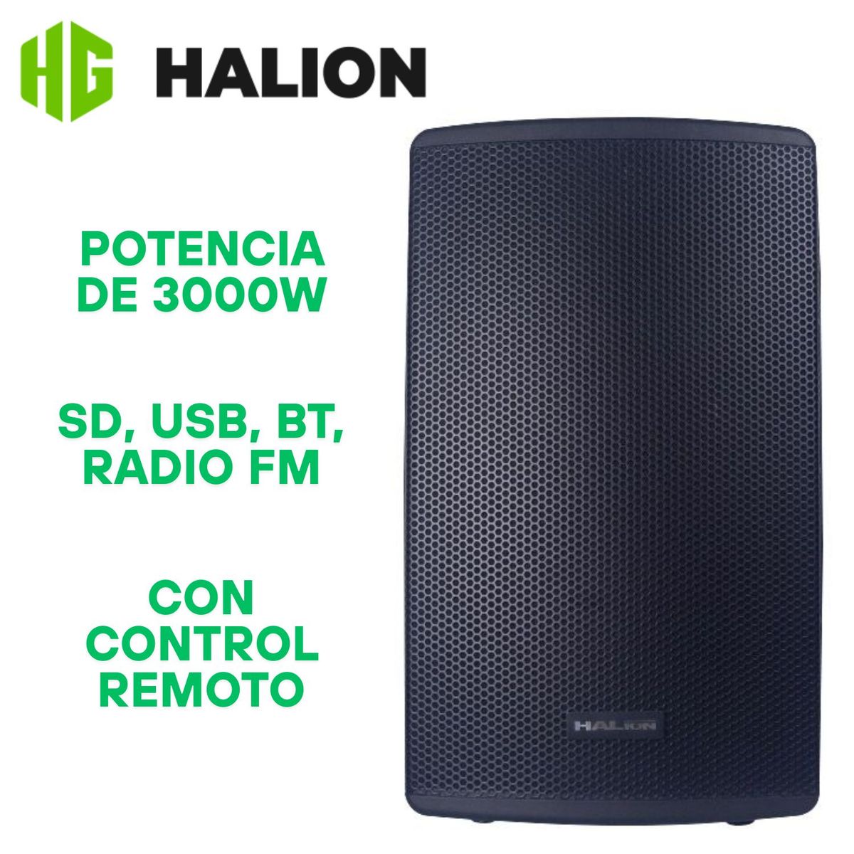 HALION - Parlante Activo Halion PHA-15RCP Class AB 3000W USB BT