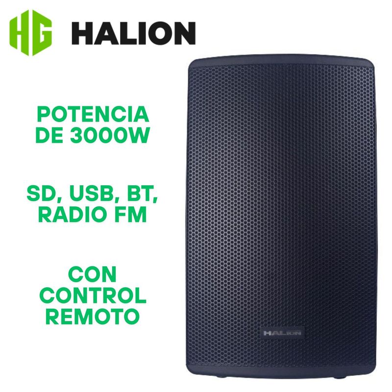 HALION - Parlante Activo Halion PHA-15RCP Class AB 3000W USB BT
