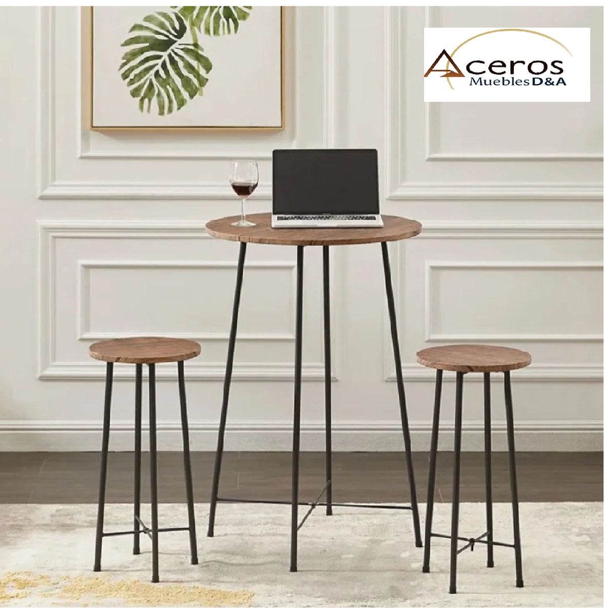 GENERICO - Mesa bar con 2 sillas RUSTIC