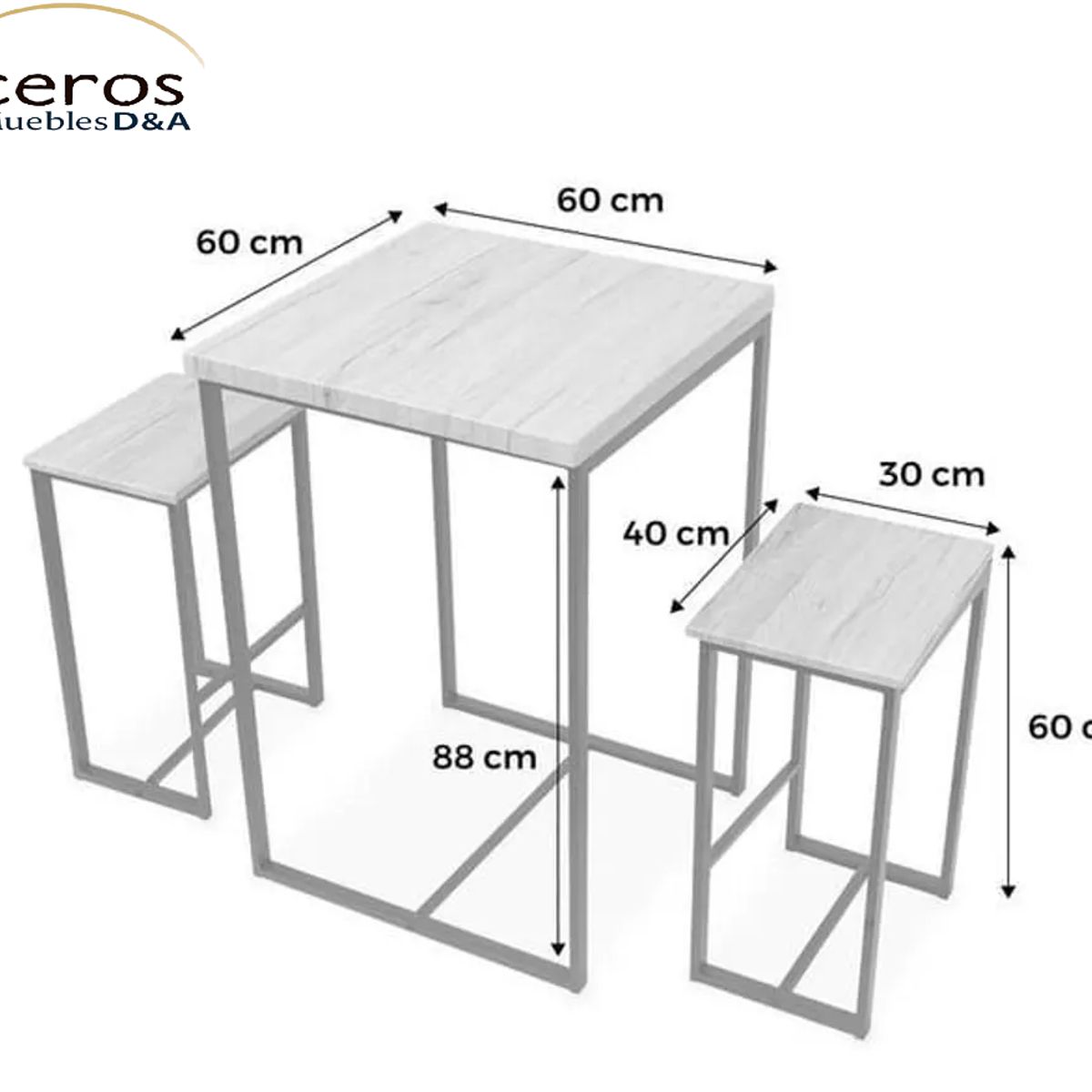 GENERICO - Mesa Bar +2 Sillas Modelo Limbo