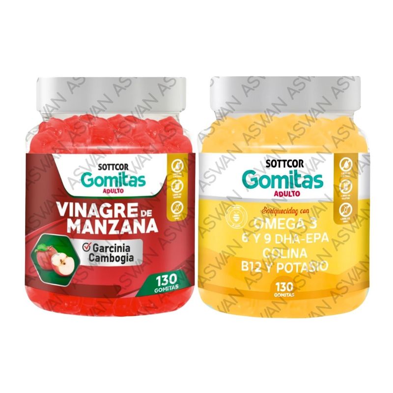 GENERICO - PACK ADULTO VINAGRE DE MANZANA & OMEGA 3 130 GOMITAS - SOTTCOR