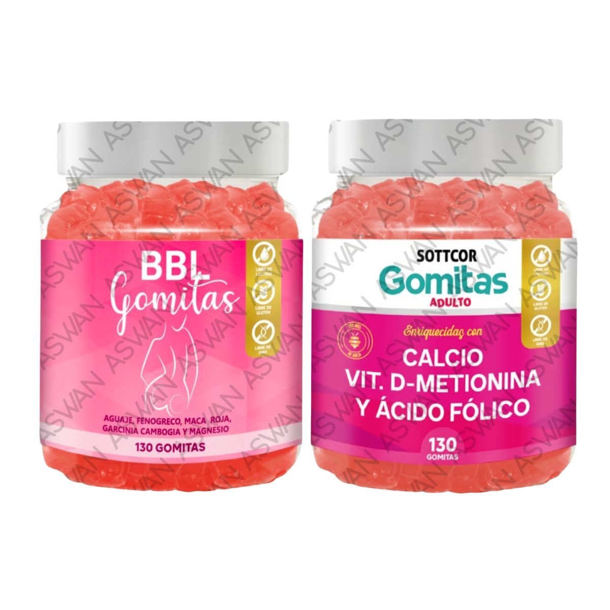 GENERICO - PACK 2 ADULTO DE AGUAJE & CALCIO 130 GOMITAS - SOTTCOR