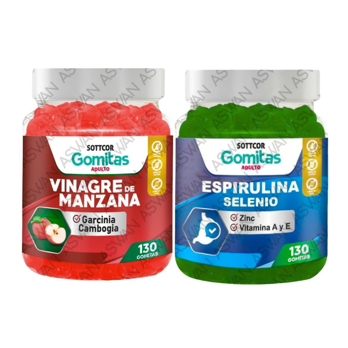 GENERICO - PACK ADULTO VINAGRE DE MANZANA & ESPIRULINA 130 GOMITAS - SOTTCOR
