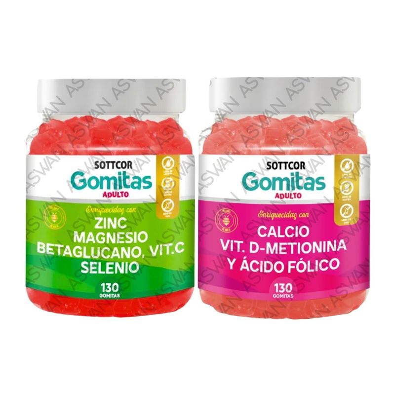 GENERICO - PACK 2 ADULTO ZINC & CALCIO 130 GOMITAS - SOTTCOR