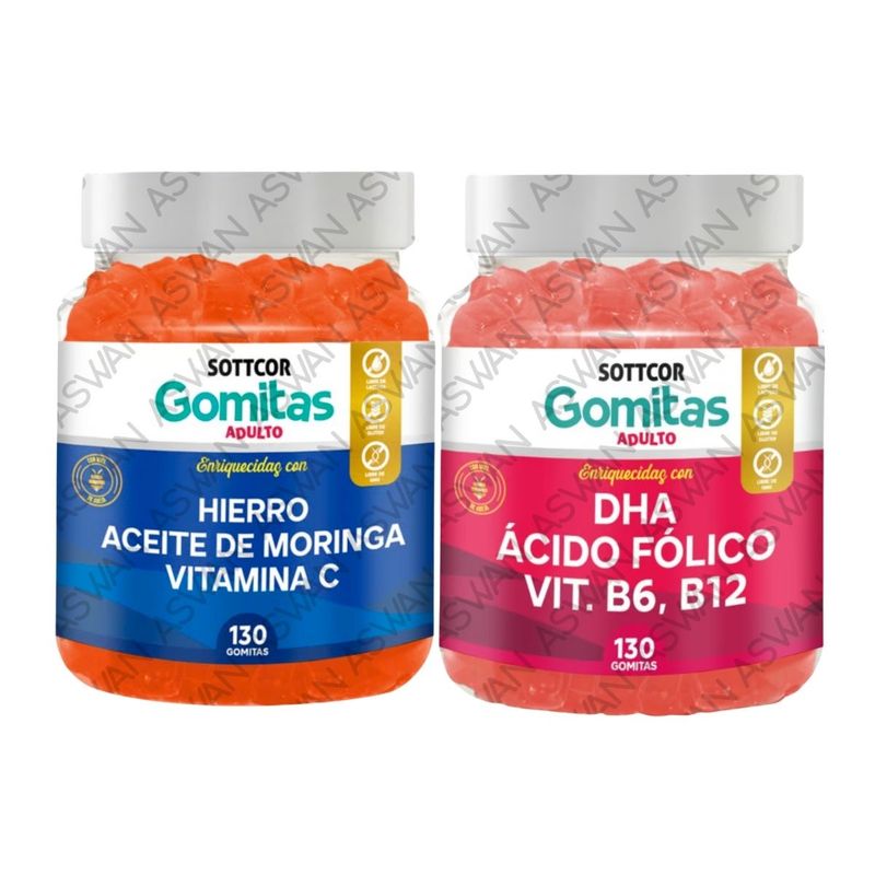 GENERICO - PACK ADULTO HIERRO & DHA 130 GOMITAS - SOTTCOR