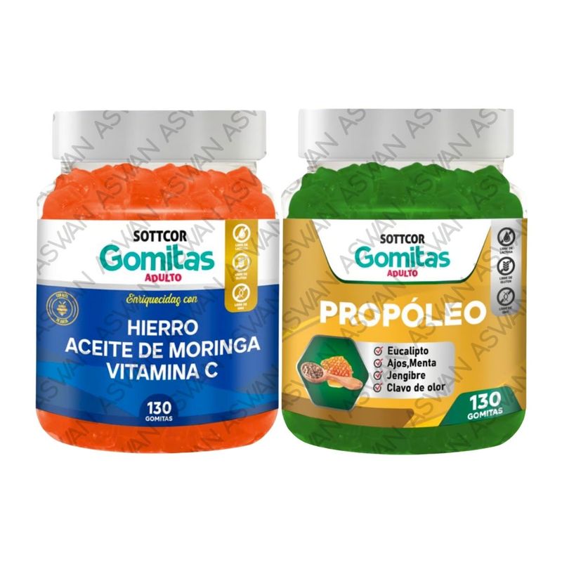 GENERICO - PACK 2 ADULTO HIERRO & PROPOLEO 130 GOMITAS - SOTTCOR