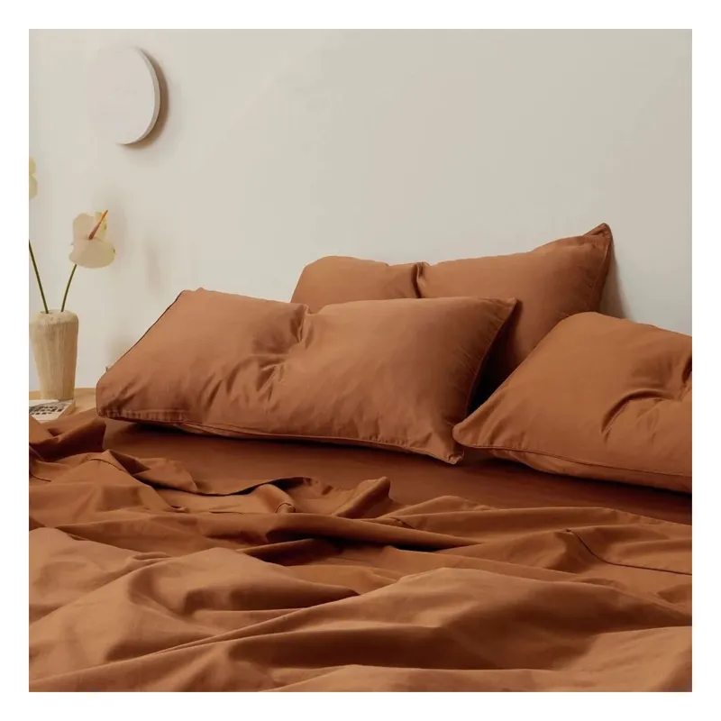 GENERICO - Sábanas 100 % algodón bramante terracota 200 hilos Lima Tienda