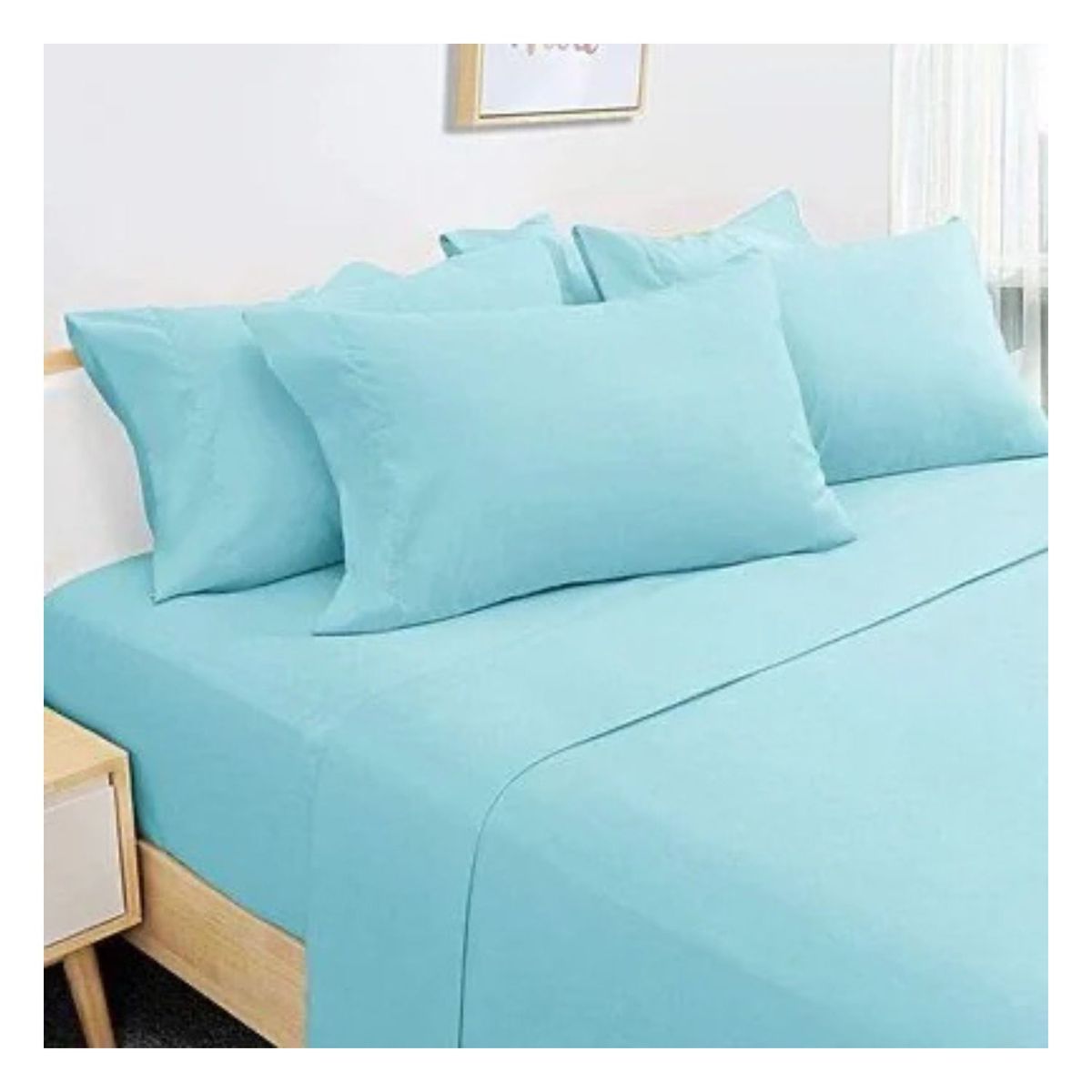 GENERICO - Sábanas 100 % algodón bramante agua marina 200 hilos Lima Tienda