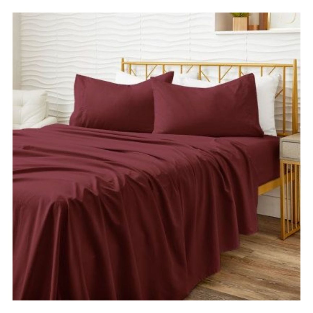 GENERICO - Sábanas 100 % algodón bramante guinda 200 hilos Lima Tienda