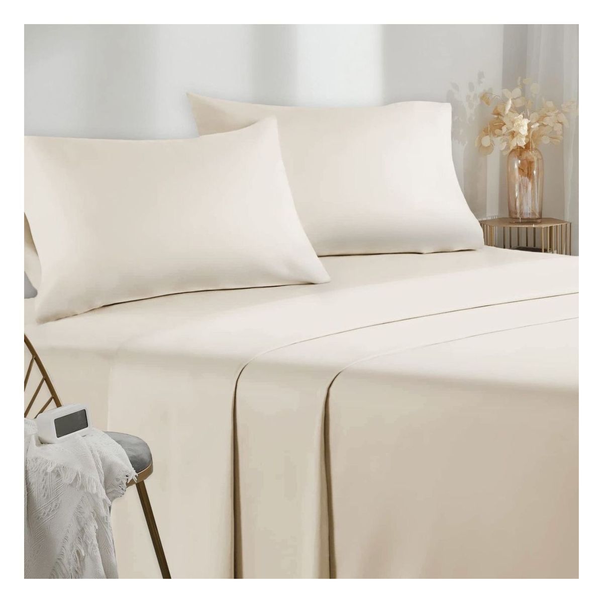 GENERICO - Sábanas 100 % algodón bramante perla 200 hilos Lima Tienda