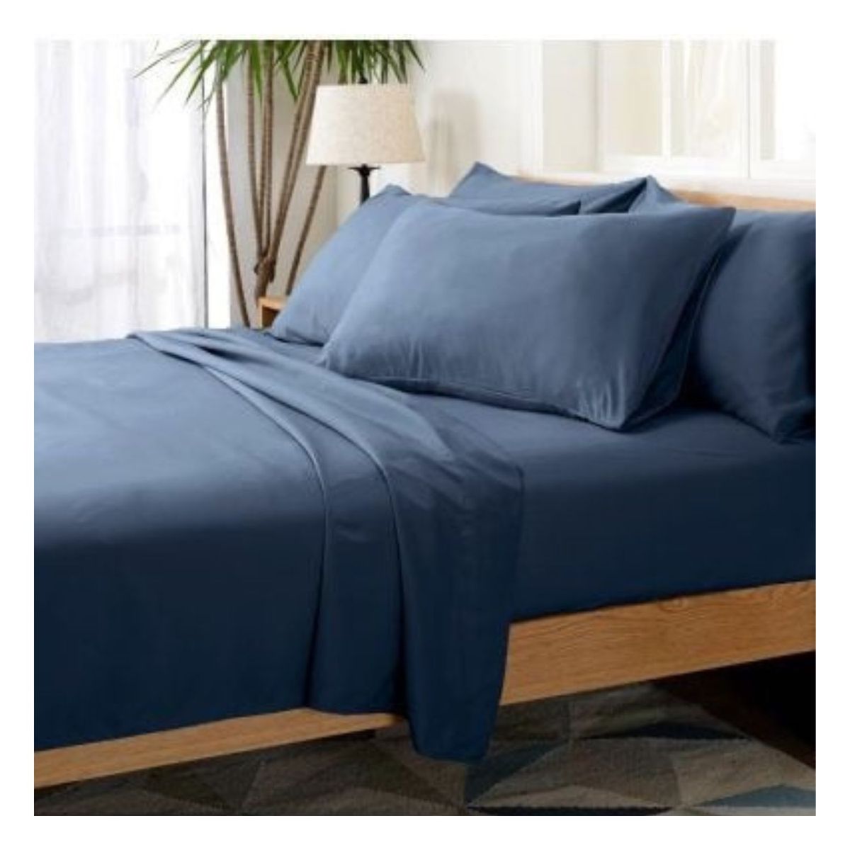 GENERICO - Sábanas 100 % algodón bramante azul jean 200 hilos Lima Tienda