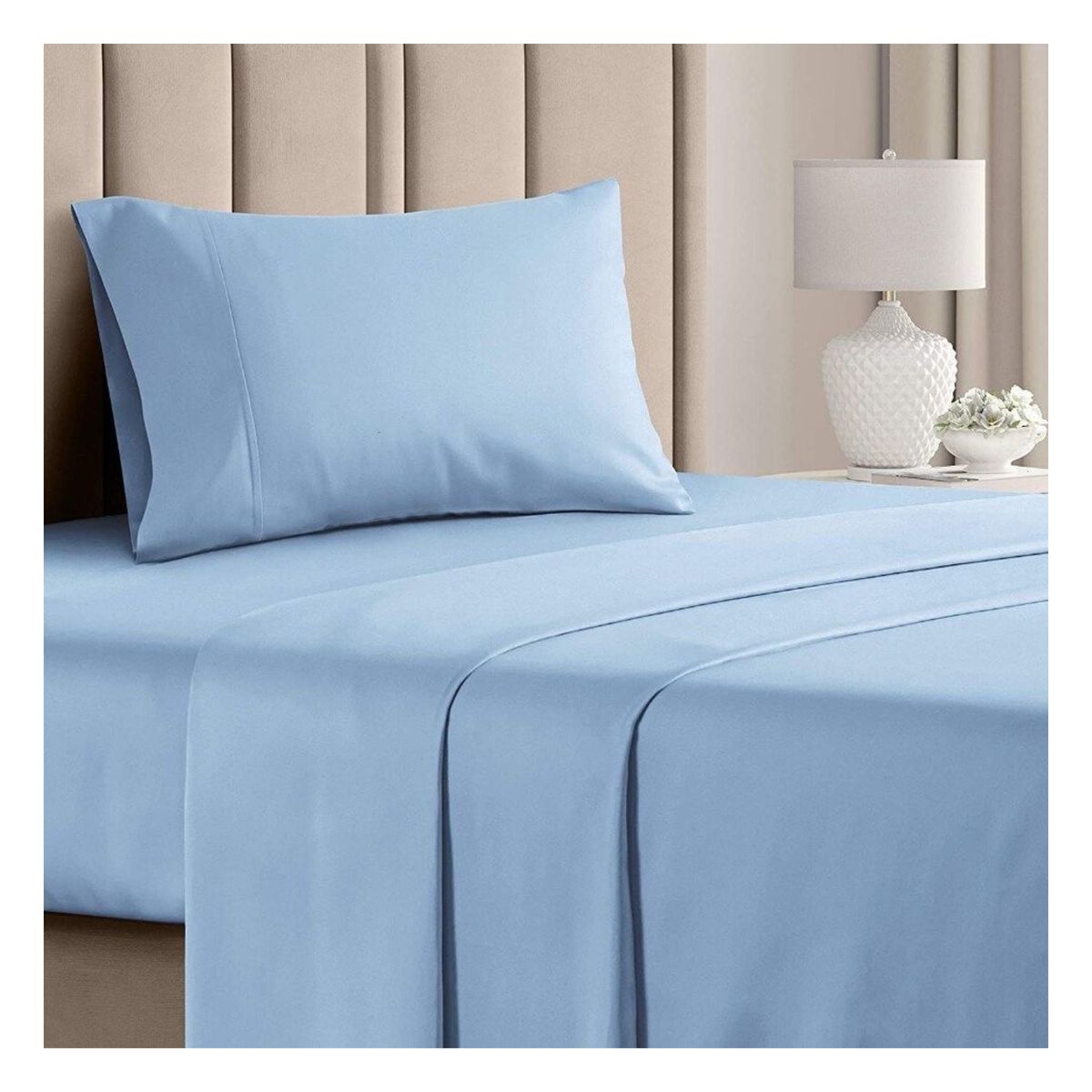 GENERICO - Sábanas 100 % algodón pima celeste 300 hilos Lima Tienda