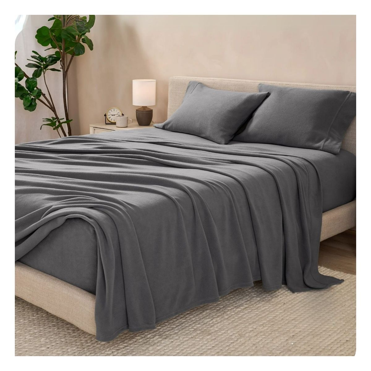 GENERICO - Sábanas polar gris oscuro Lima Tienda