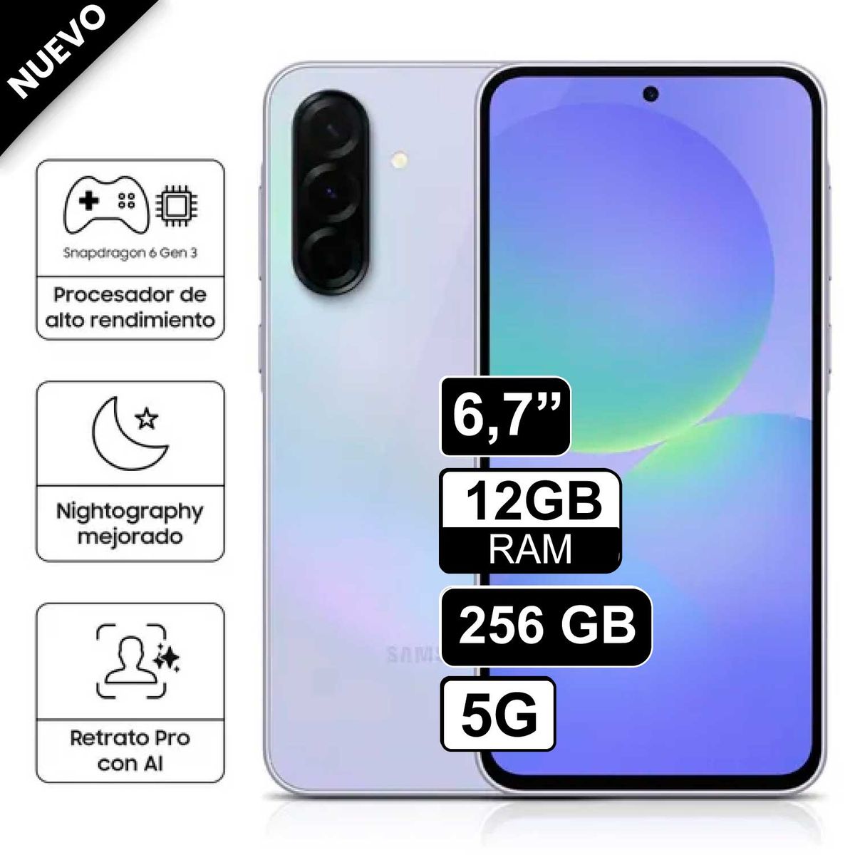 SAMSUNG - Celular Libre Samsung Galaxy A36 67 256GB 12GB RAM Violeta