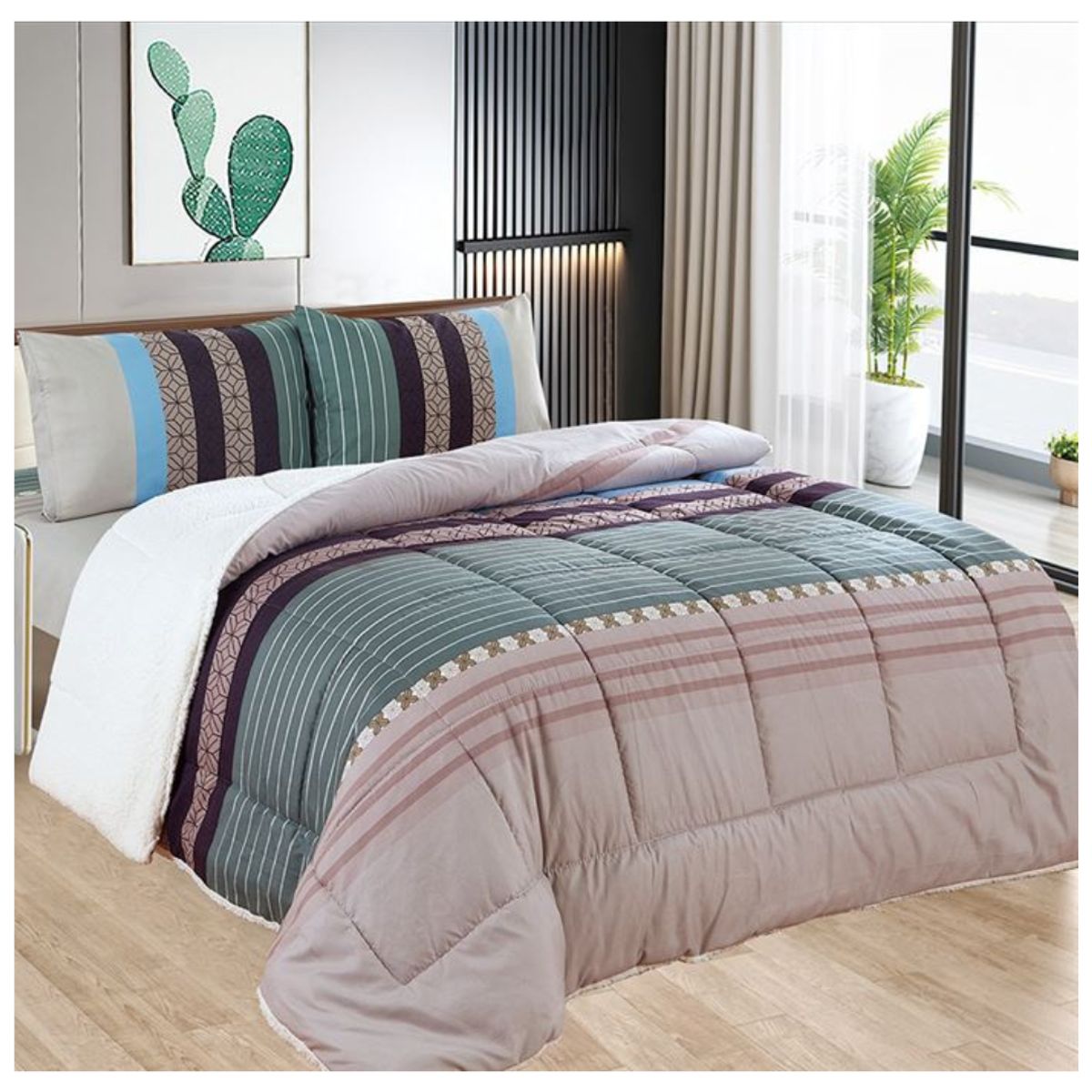 CASATEX - EDREDÓN CASATEX ALGODÓN CON SHERPA 1.5 PLZ