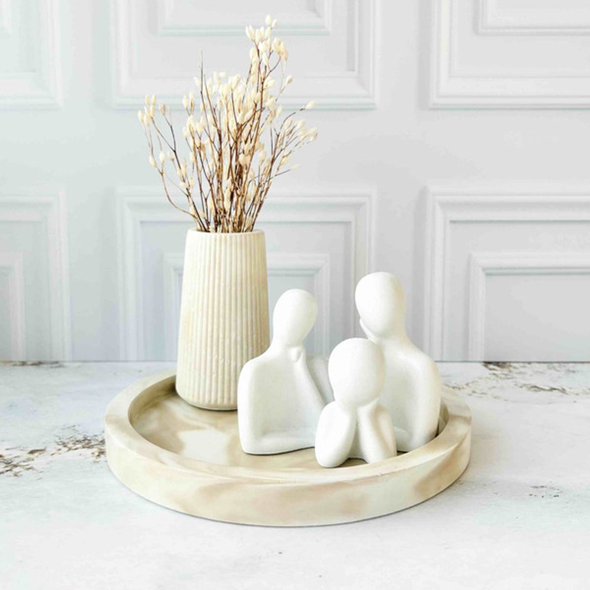 CONKRETE - Set Decorativo de adornos Familia Mod 2 + Flores preservadas