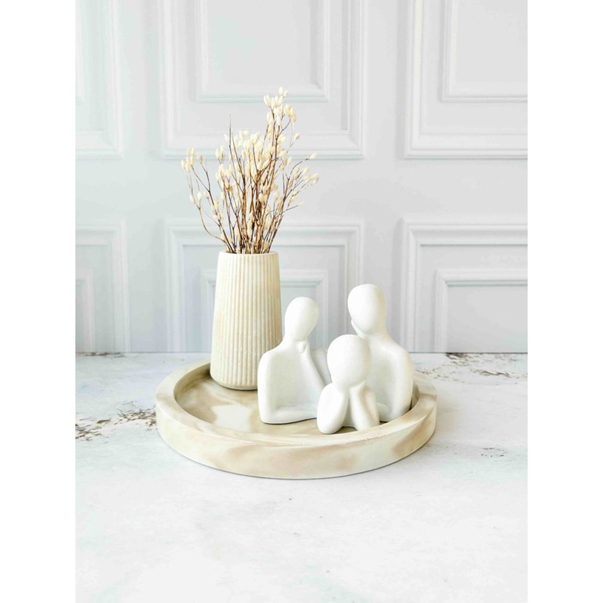 CONKRETE - Set Decorativo de adornos Familia Mod 2 + Flores preservadas