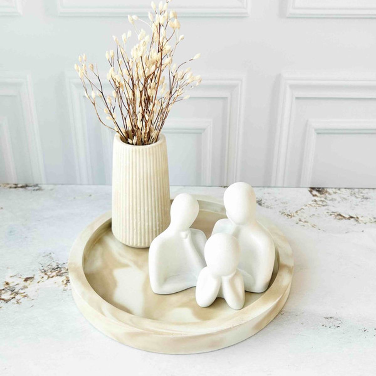 CONKRETE - Set Decorativo de adornos Familia Mod 2 + Flores preservadas