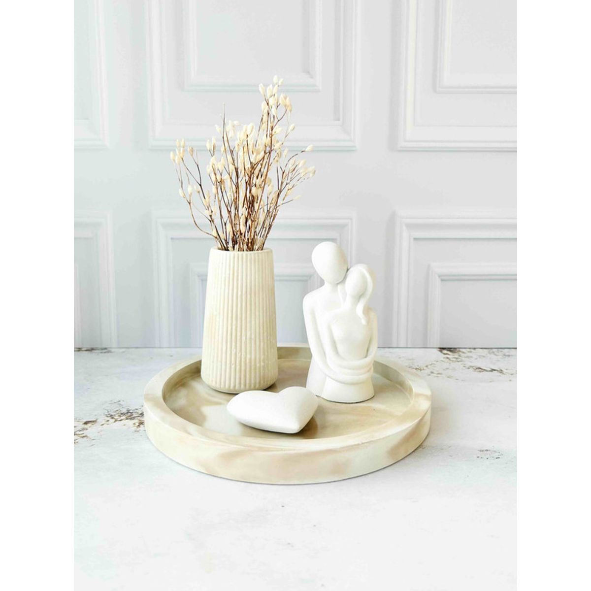 CONKRETE - Set Decorativo de adornos Pareja Mod 2 + Flores preservadas