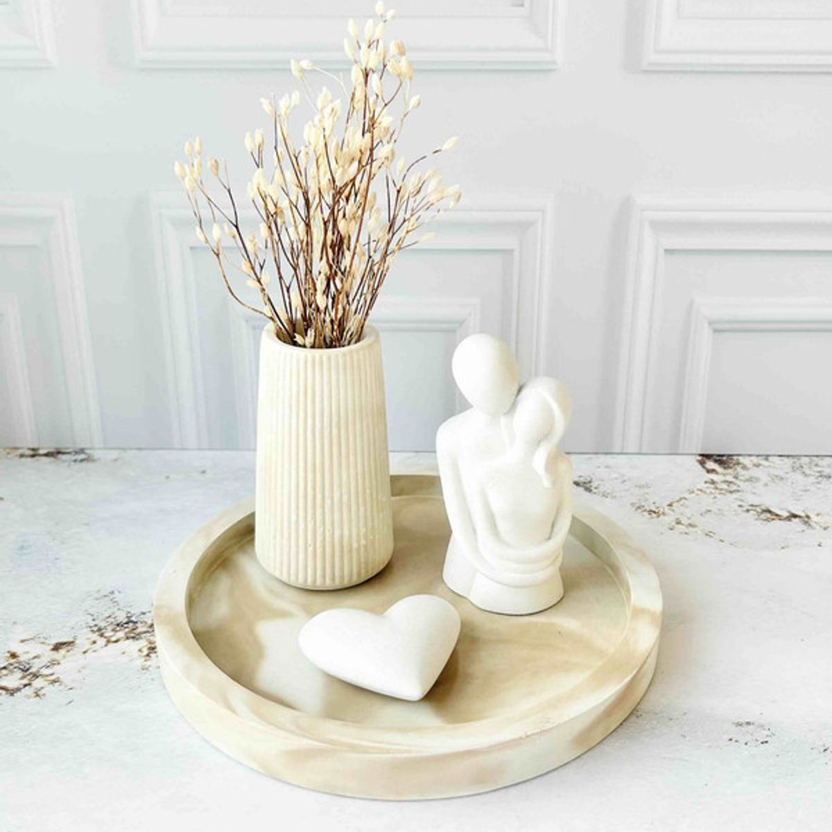 CONKRETE - Set Decorativo de adornos Pareja Mod 2 + Flores preservadas