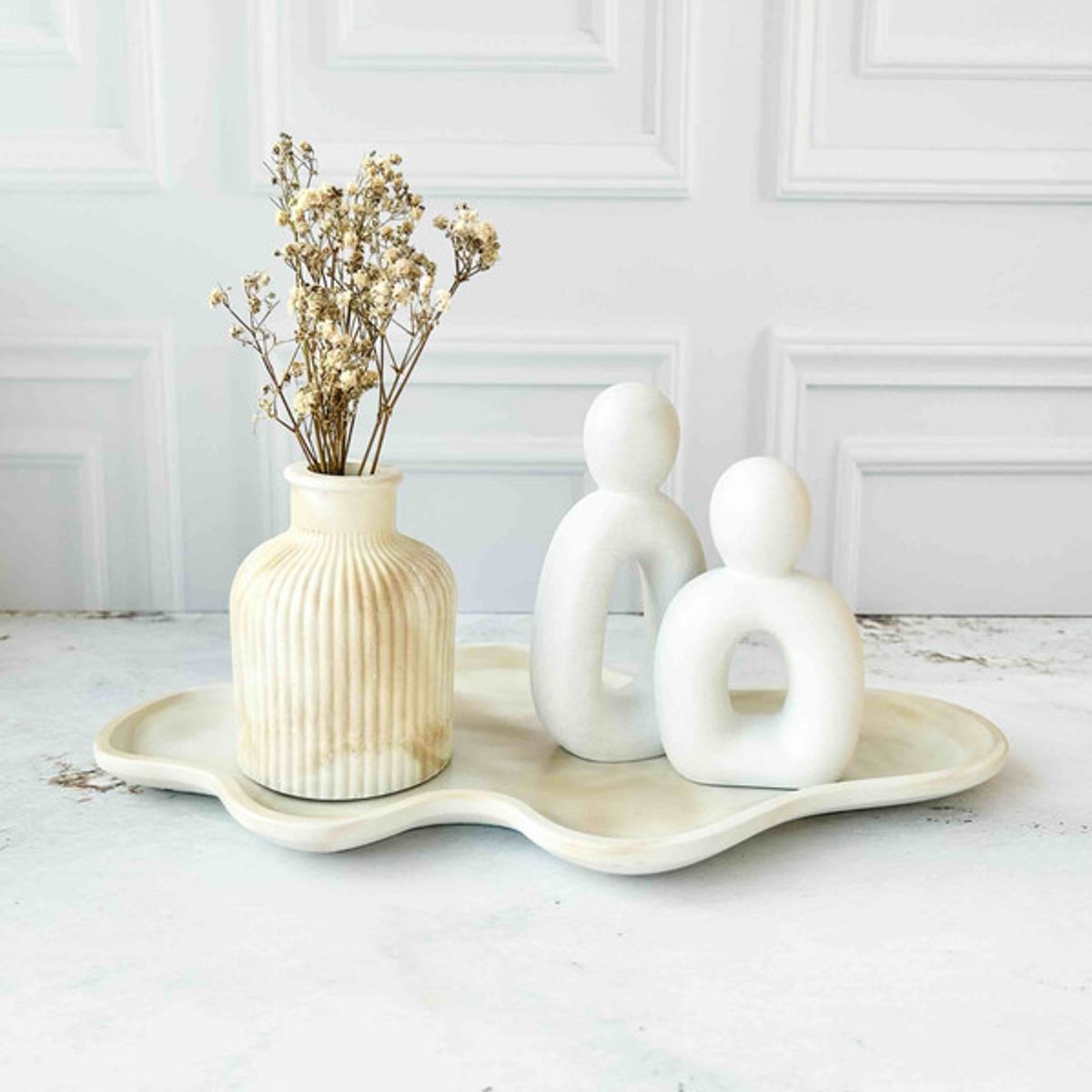 CONKRETE - Set Decorativo de adornos Pareja Nórdica Mod 2 + Flores preservadas