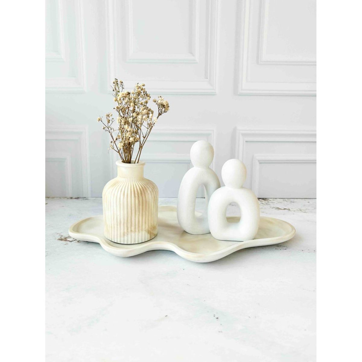 CONKRETE - Set Decorativo de adornos Pareja Nórdica Mod 2 + Flores preservadas