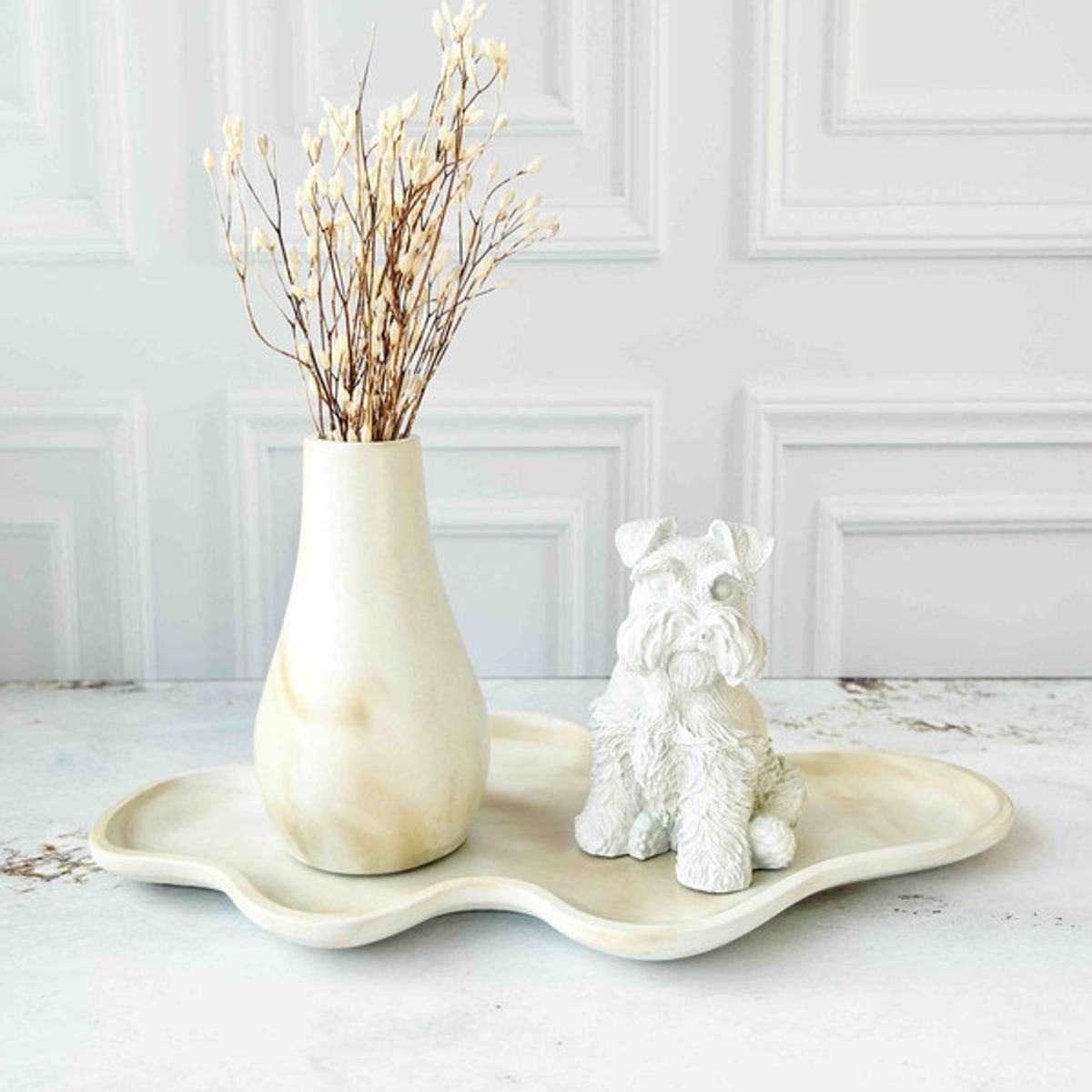 CONKRETE - Set Decorativo de adornos Schnauzer + Flores preservadas