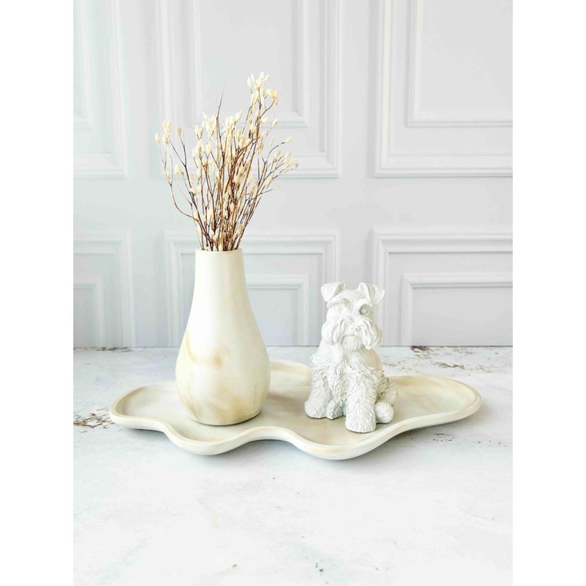 CONKRETE - Set Decorativo de adornos Schnauzer + Flores preservadas