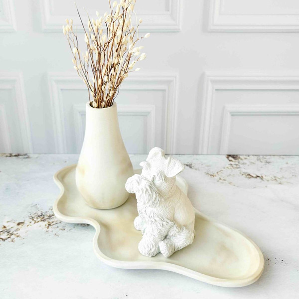 CONKRETE - Set Decorativo de adornos Schnauzer + Flores preservadas