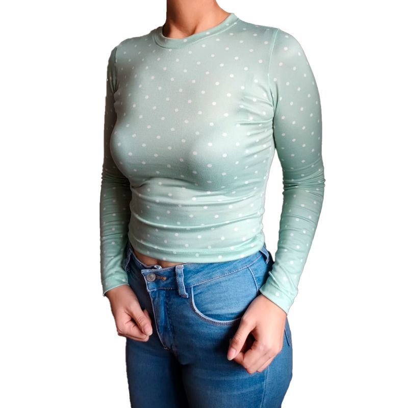 GENERICO - Blusa Mujer Manga Larga Puntos - Verde