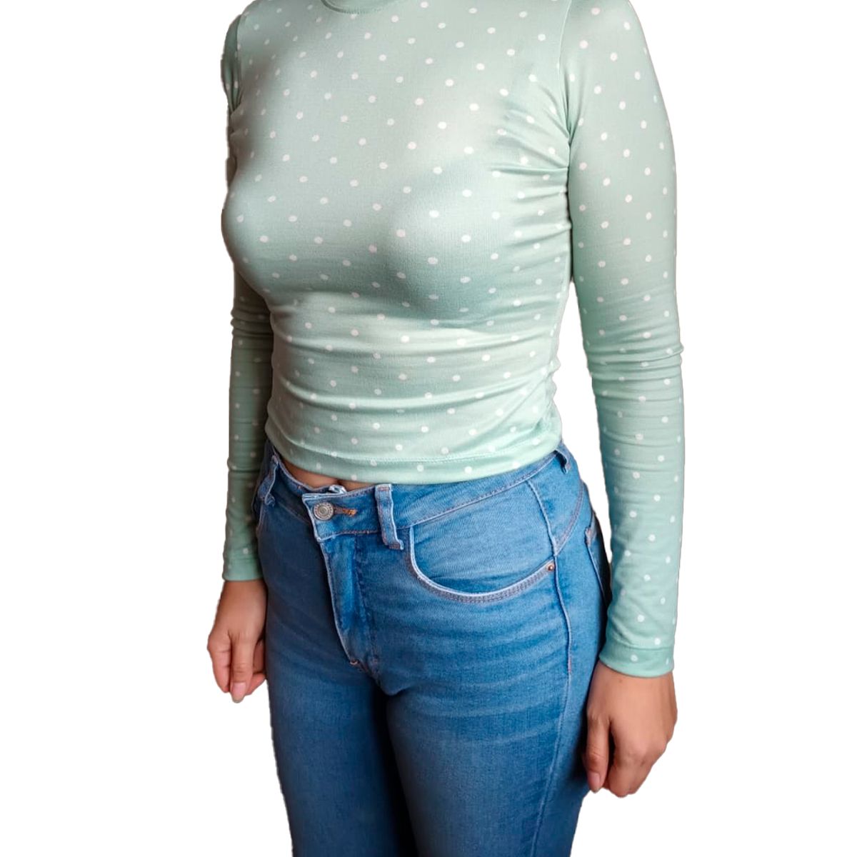 GENERICO - Blusa Mujer Manga Larga Puntos - Verde