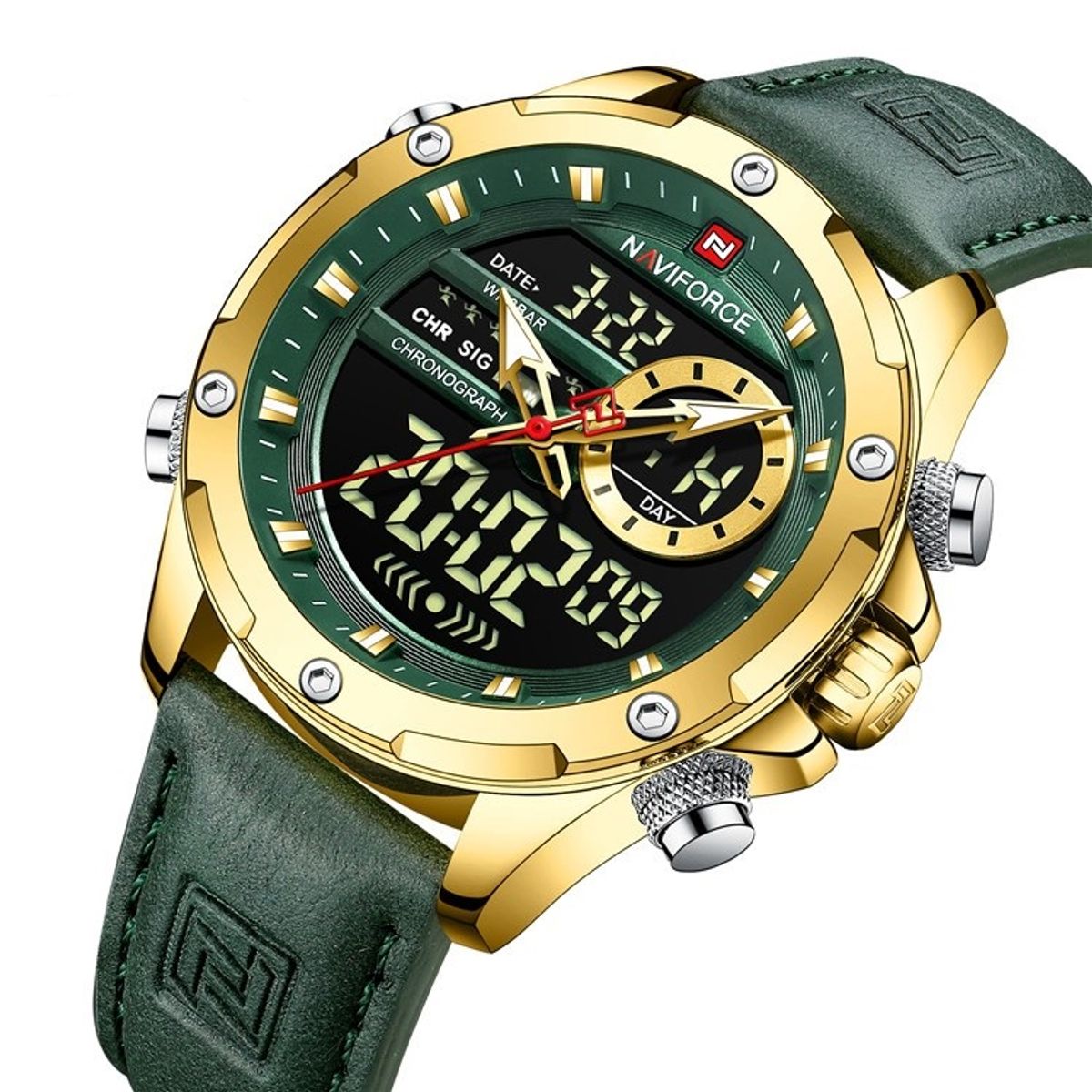 NAVIFORCE - RELOJ NAVIFORCE 9208 GREEN Analógico Digital Hombre Cuero