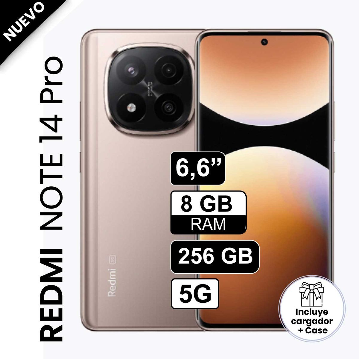 REDMI - Celular Libre Xiaomi Redmi Note 14 PRO 5G 6.6" Pulg 256GB 8GB Dorado