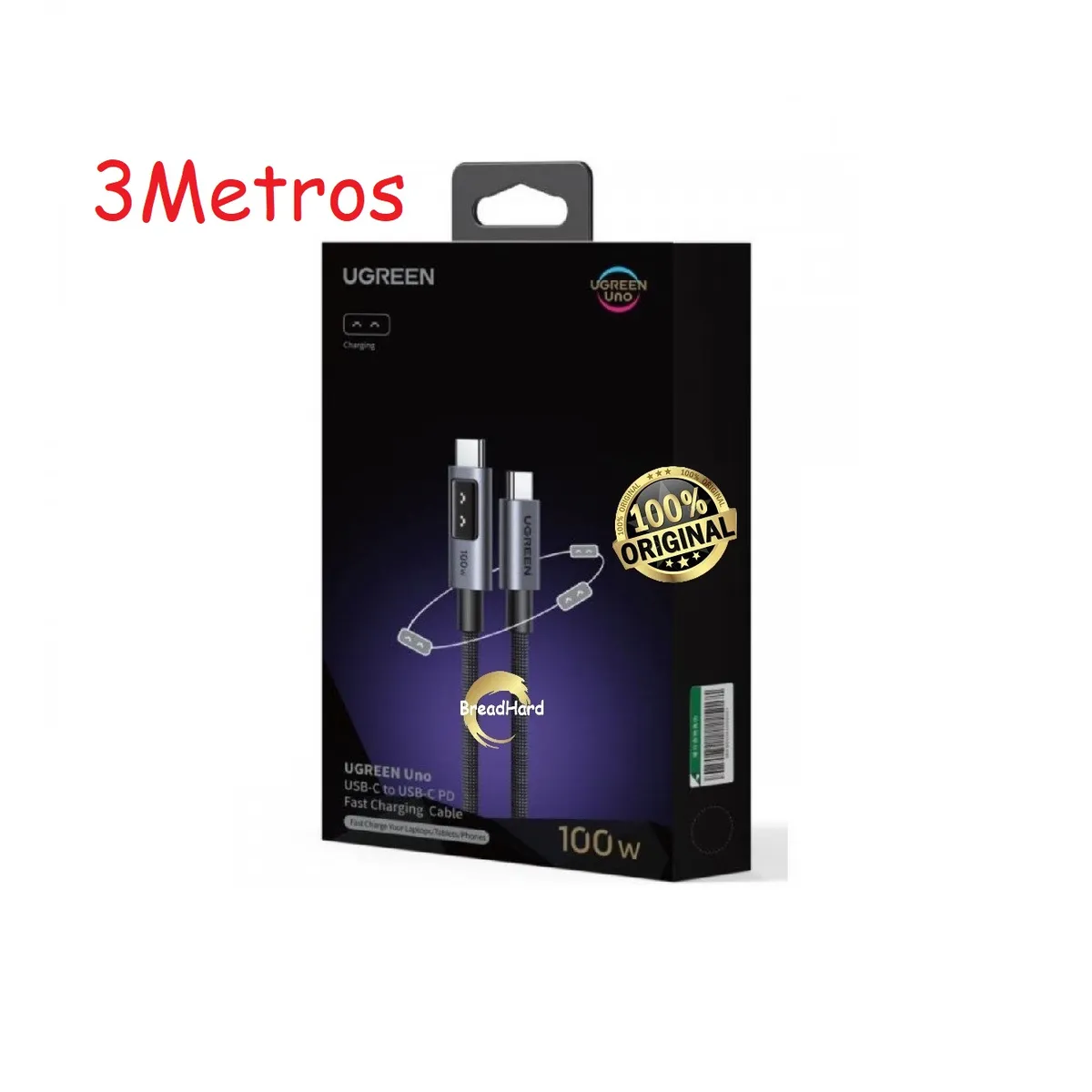 UGREEN - Cable Tipo C a Tipo C 3Metros Pd Carga Rapida Ugreen 100w L509 35513