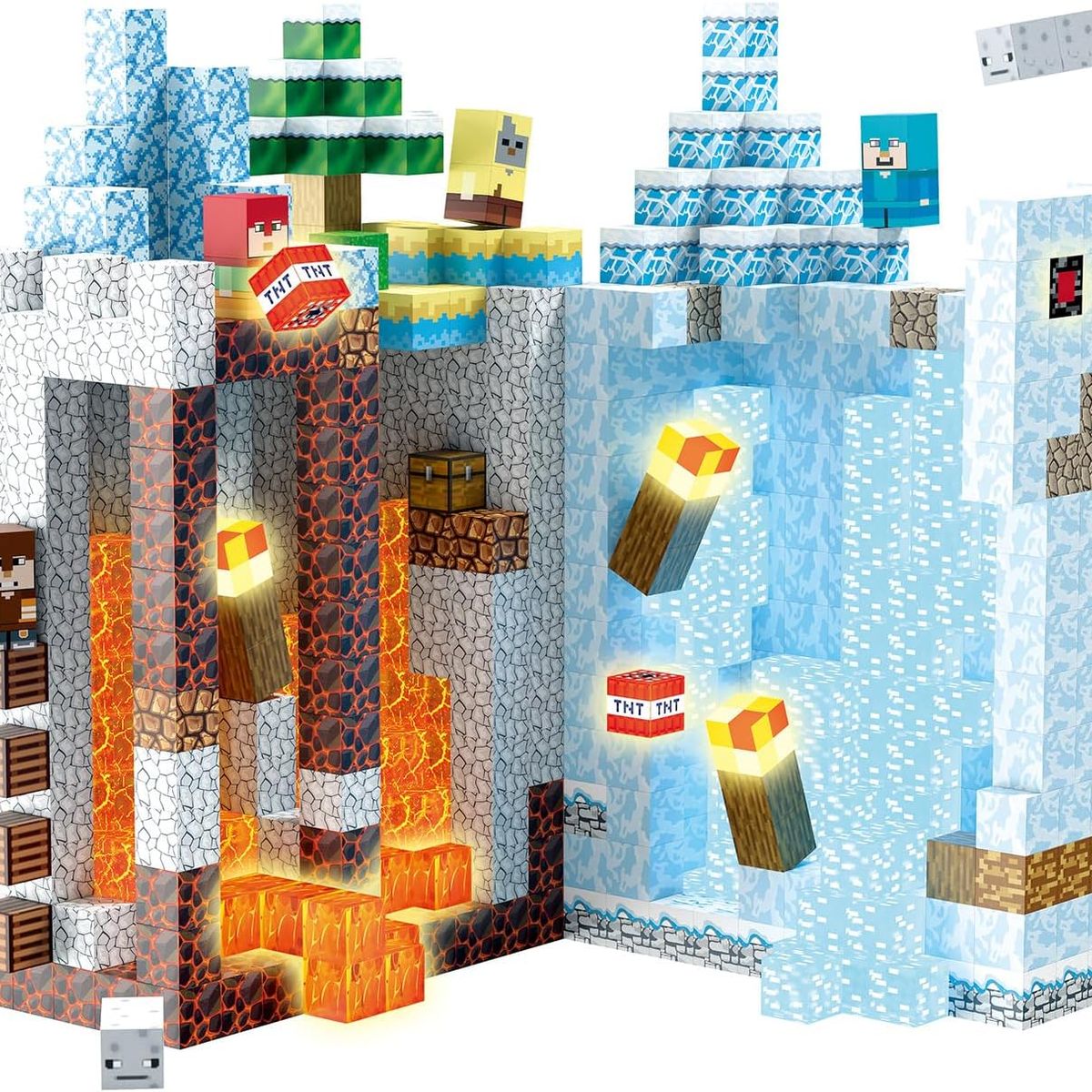 MAGNETI BLOCK - Set Bloques magnéticos Frozen imanes 200 PIEZAS con Luces