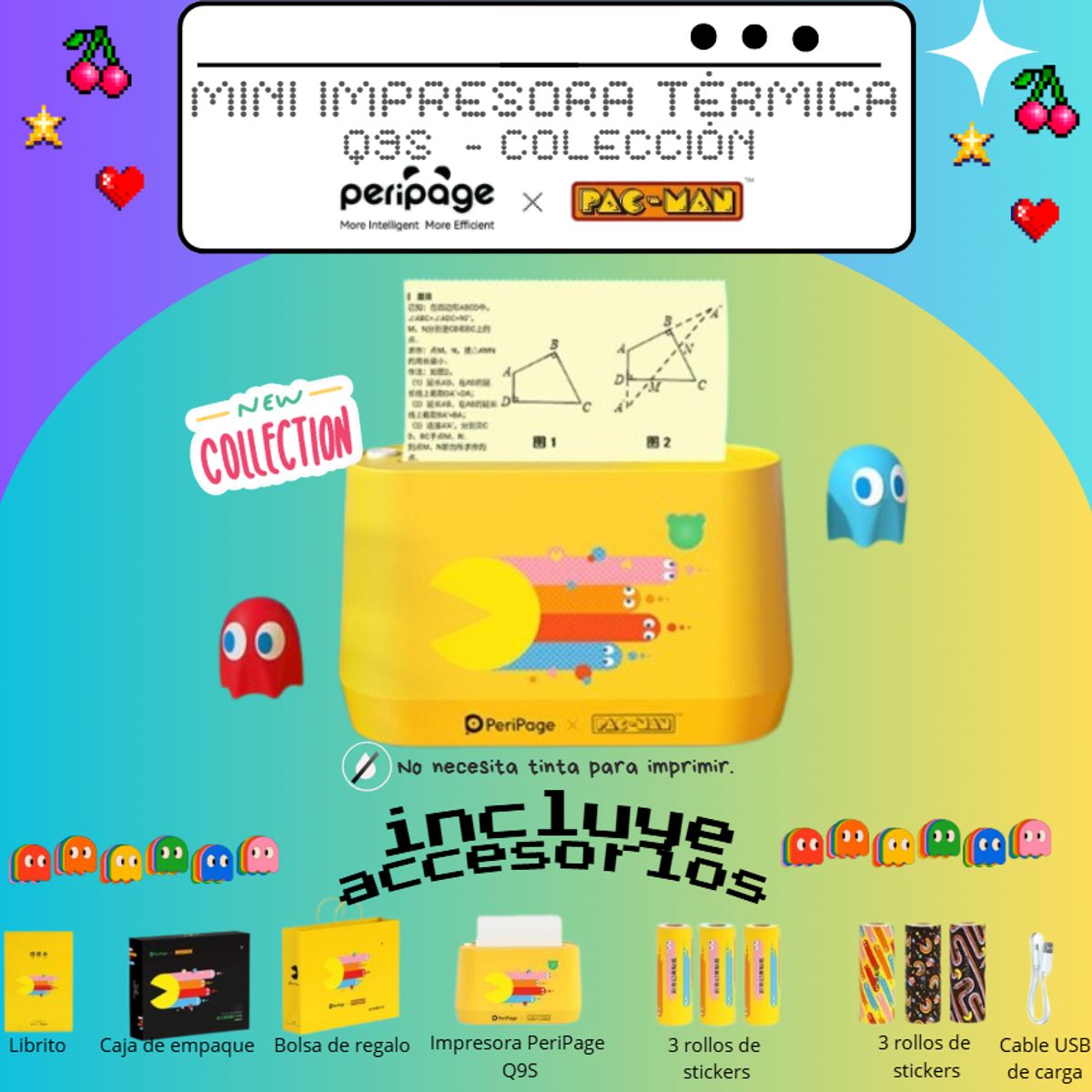 PERIPAGE - Mini impresora térmica bluetooth PERIPAGE by PACMAN Q9S