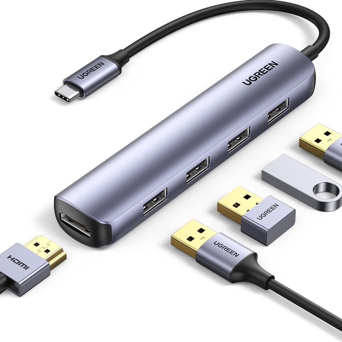 UGREEN - Ugreen Hub USB-C 5 in 1 Multipuerto HDMI 4K 30Hz Slim CM417 - 20197