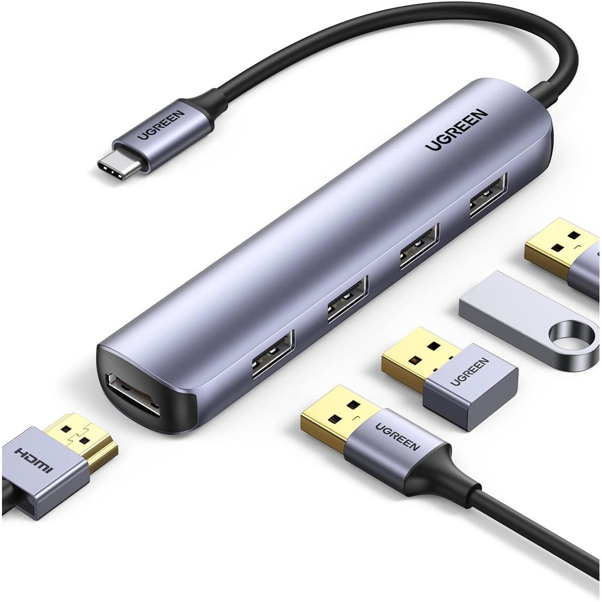 UGREEN - Ugreen Hub USB-C 5 in 1 Multipuerto HDMI 4K 30Hz Slim CM417 - 20197