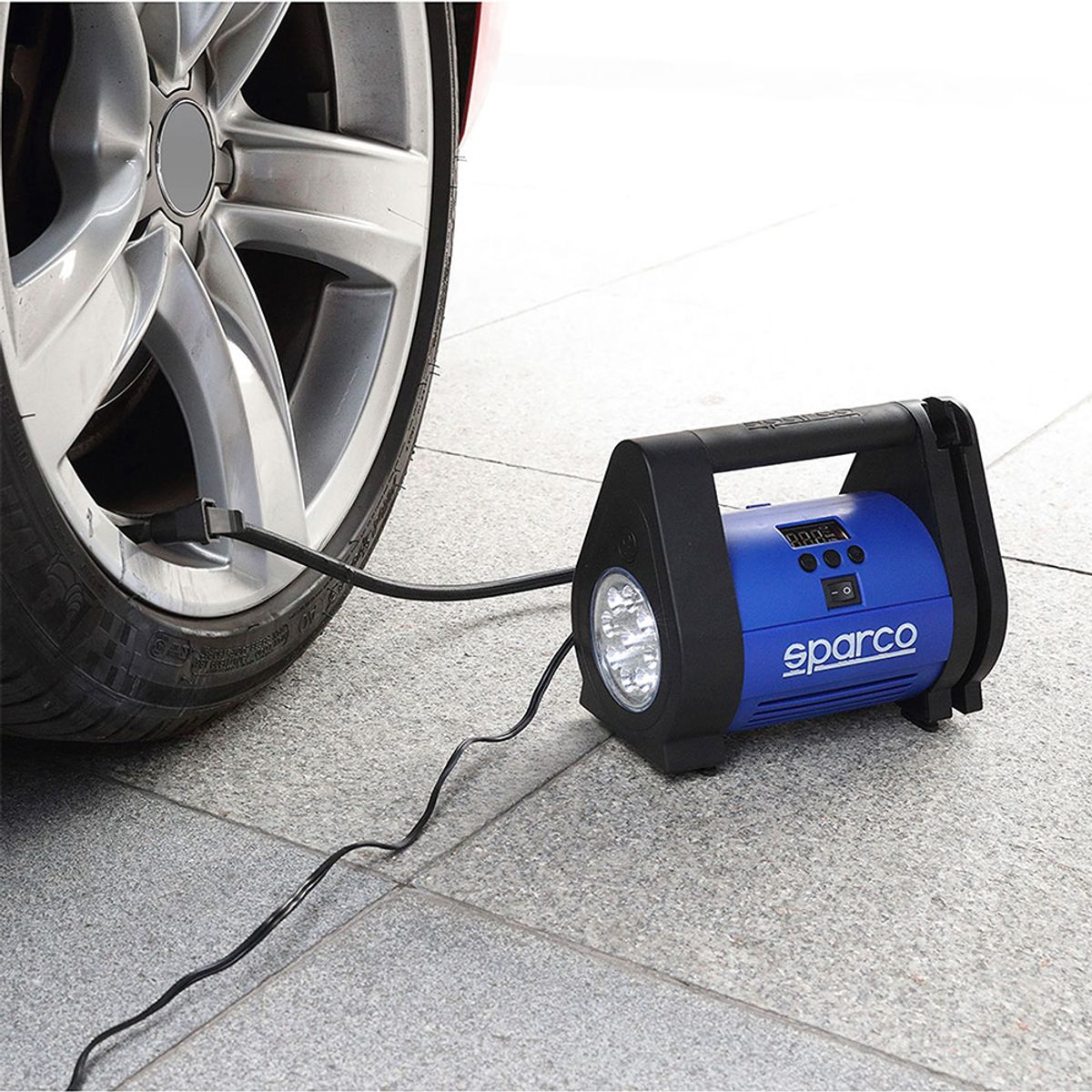 SPARCO - Compresor Aire Sparco 12v  Medidor Digital Neumáticos Spt160